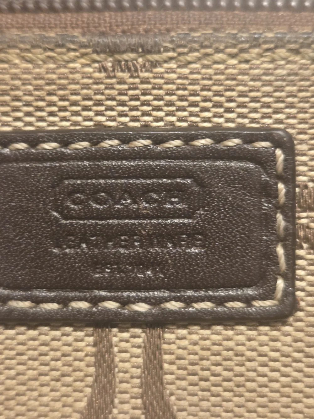 Coach Monogram Canvas Wristlet in Tan and Brown